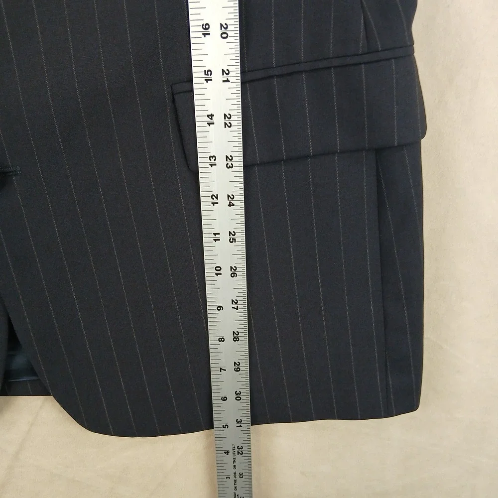 Brooks Brothers Brooksease 42R Mens Sport Coat Jacket Navy Wool 22x31 Pinstripes